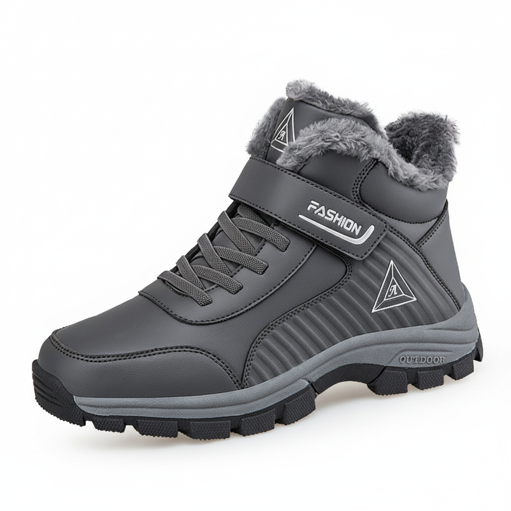 Women's Warm Lined Outdoor Hiking Shoes with Adjustable Hook-and-Loop Fastener WW