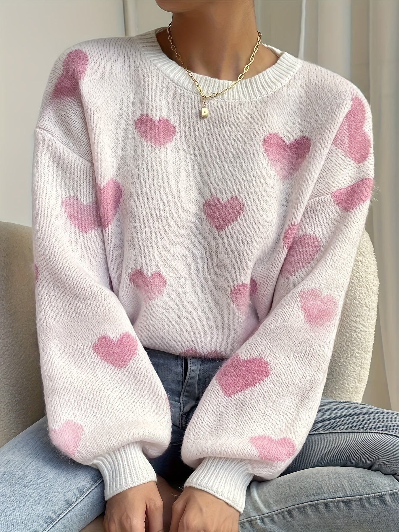 WW | Cozy Knit Sweater with Heart Design