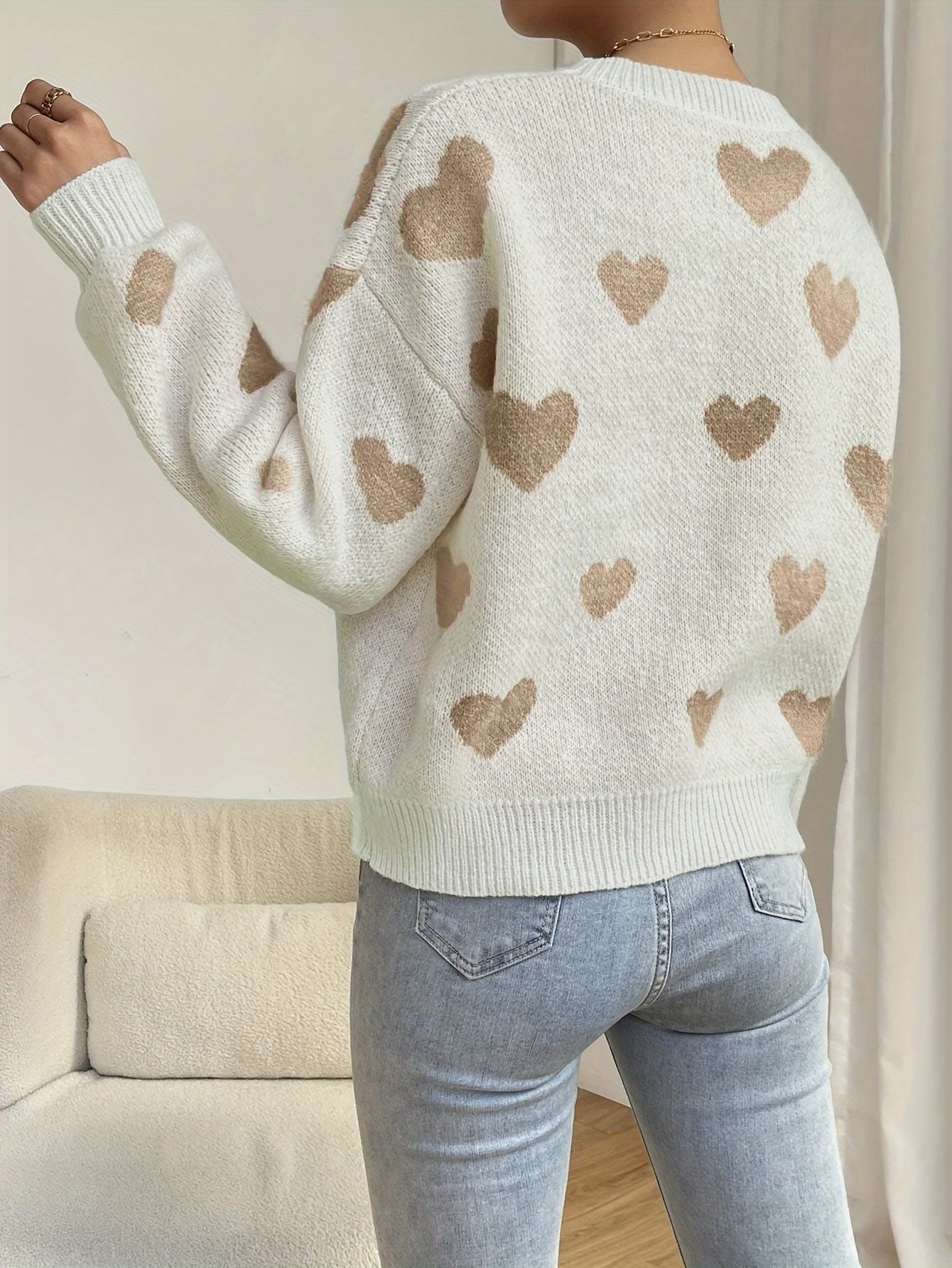 WW | Cozy Knit Sweater with Heart Design