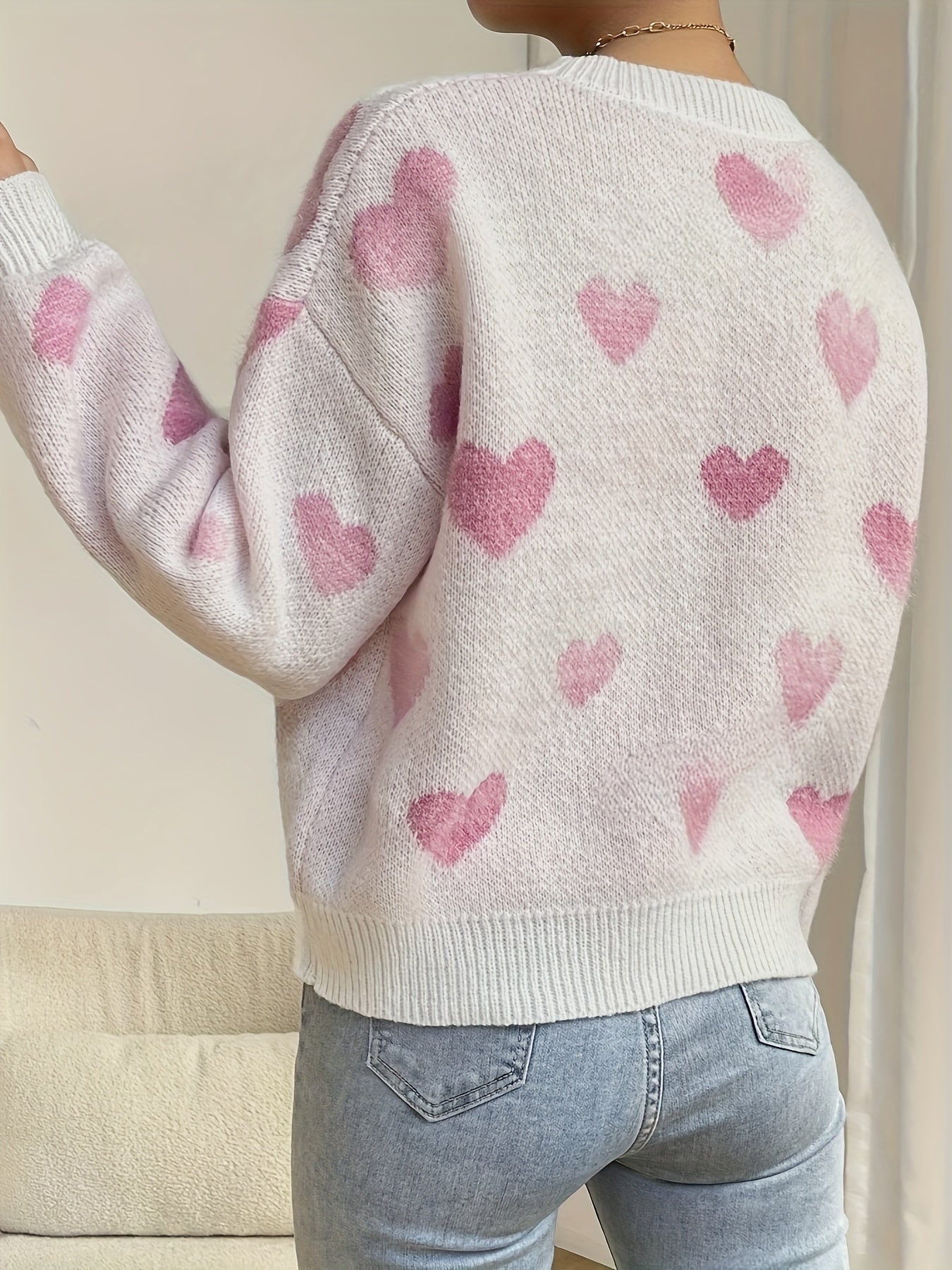 WW | Cozy Knit Sweater with Heart Design