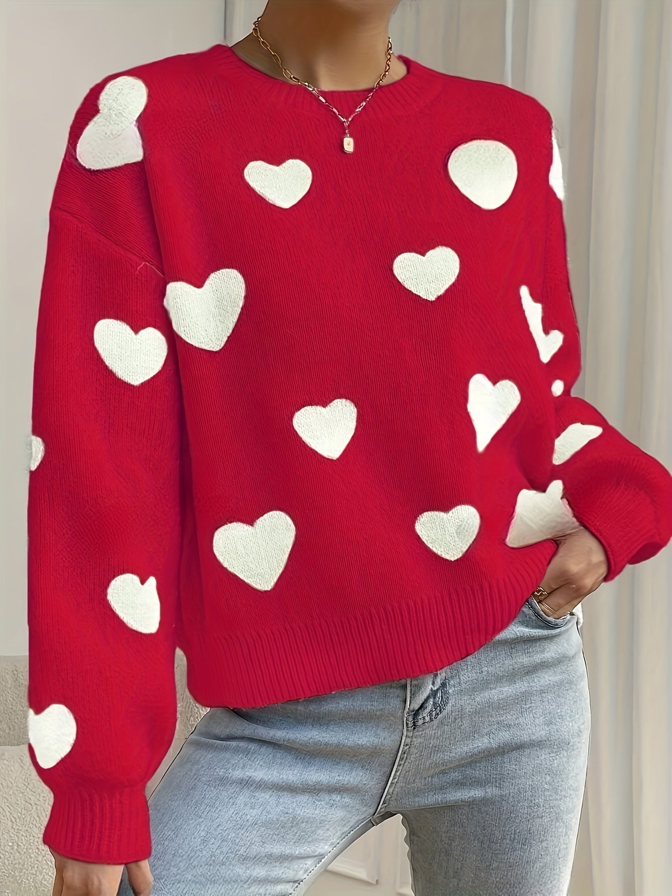 WW | Cozy Knit Sweater with Heart Design