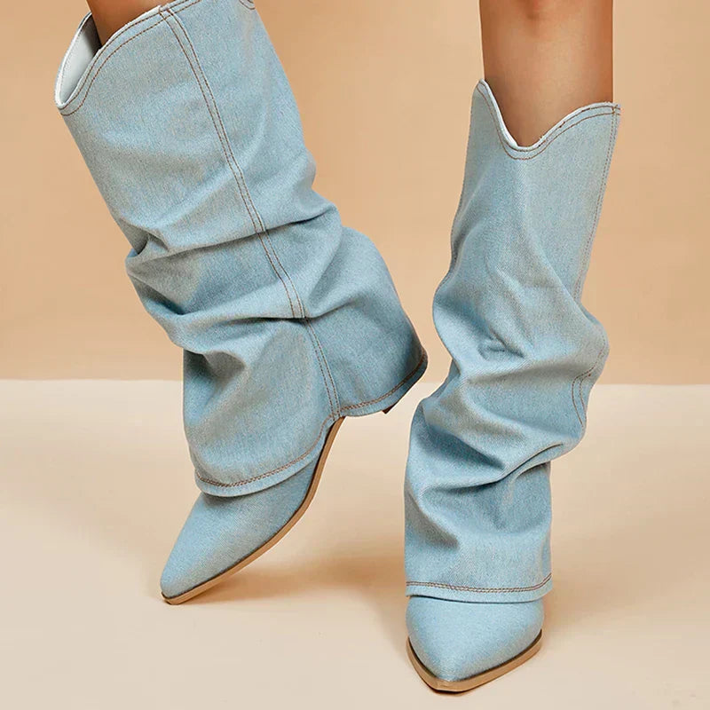 WW | Denim Knee-High Boots