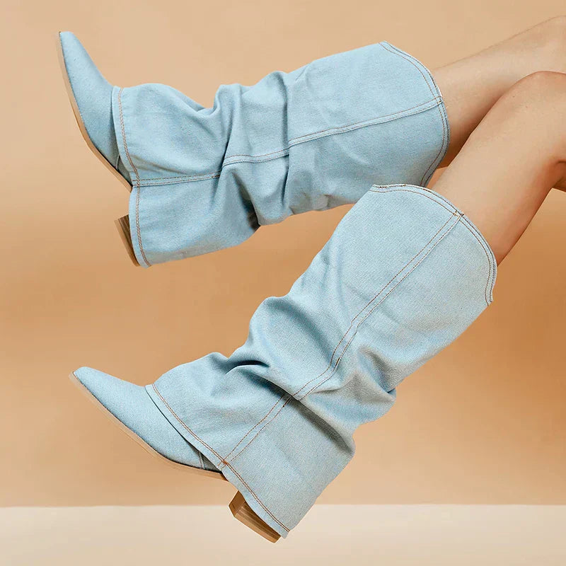 WW | Denim Knee-High Boots