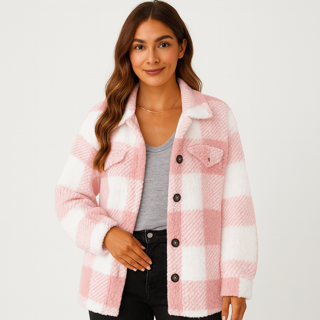 WW | Jacke Warme Kurze Fleecejacke mit Knöpfen für Damen für Den Winter