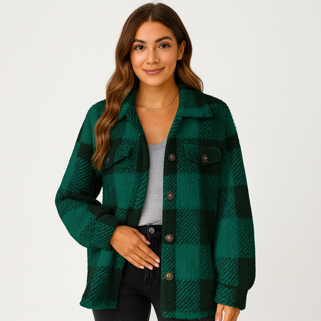 WW | Jacke Warme Kurze Fleecejacke mit Knöpfen für Damen für Den Winter