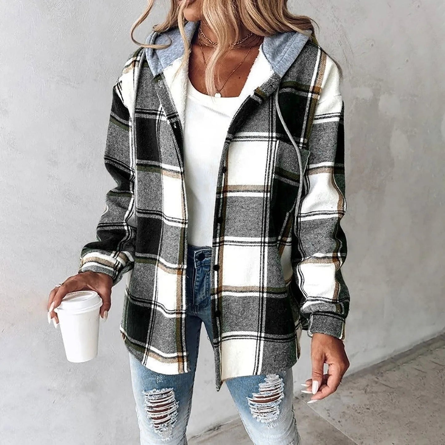 WW | Hemdblusenjacke mit Kapuze - Damenmode