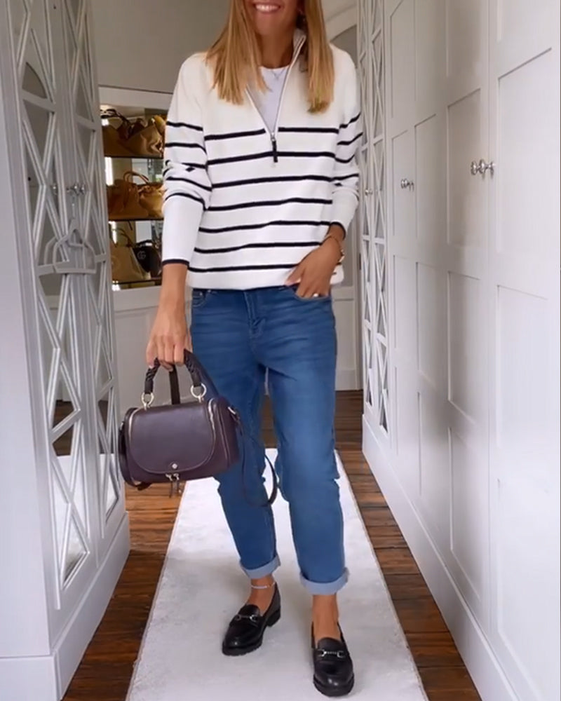 WW | Striped Half-Zip Pullover Women