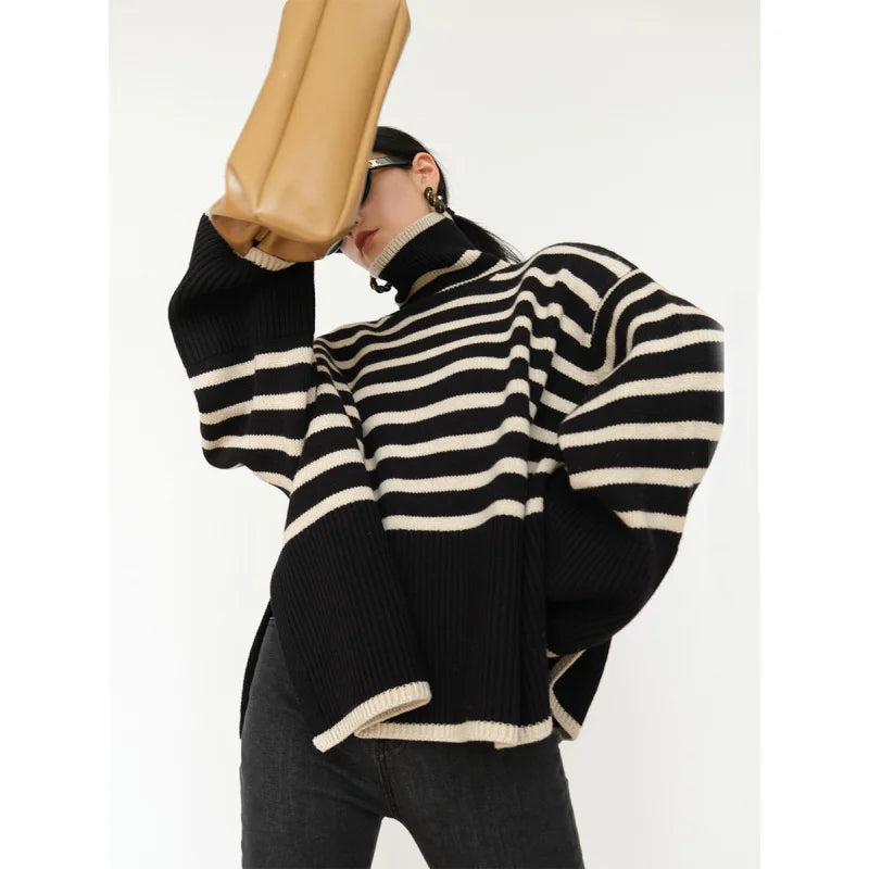 WW | Striped roll neck jumper for women