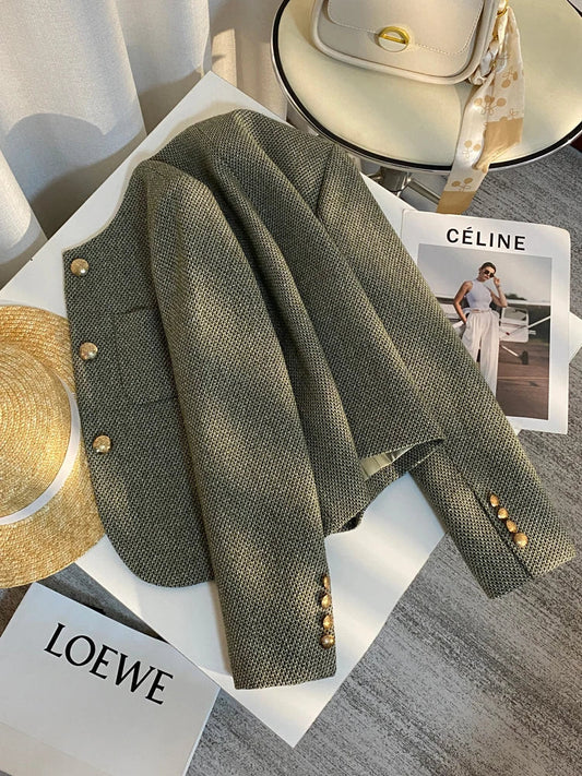 WW | Blazer Goldene Knöpfe Kurz Blazerjacke Damenjacke
