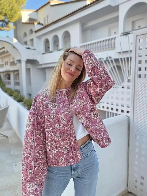 WW | Boho-Steppmantel mit Floralprint