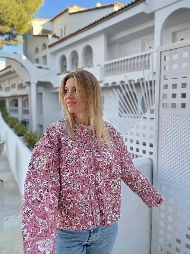 WW - Women's Floral Quilted Jacket for Cozy Days