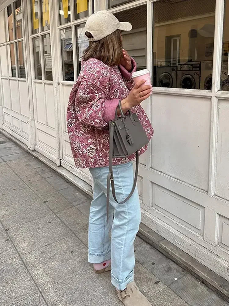 WW - Women's Floral Quilted Jacket for Cozy Days