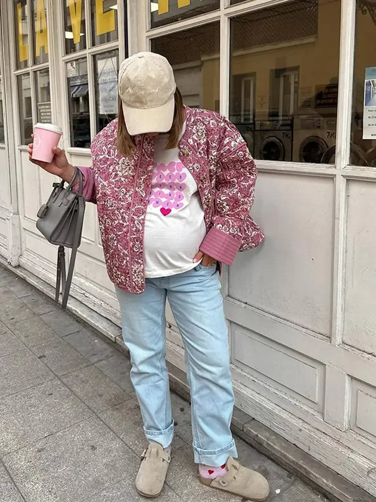 WW - Women's Floral Quilted Jacket for Cozy Days