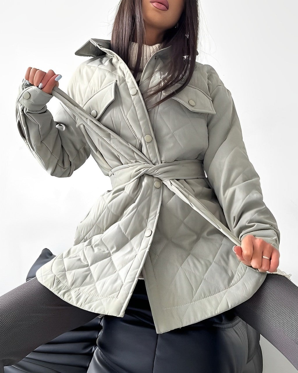 WW | Jacke Gürtel Leichtgewichtig Jacke Winterjacke für Damen