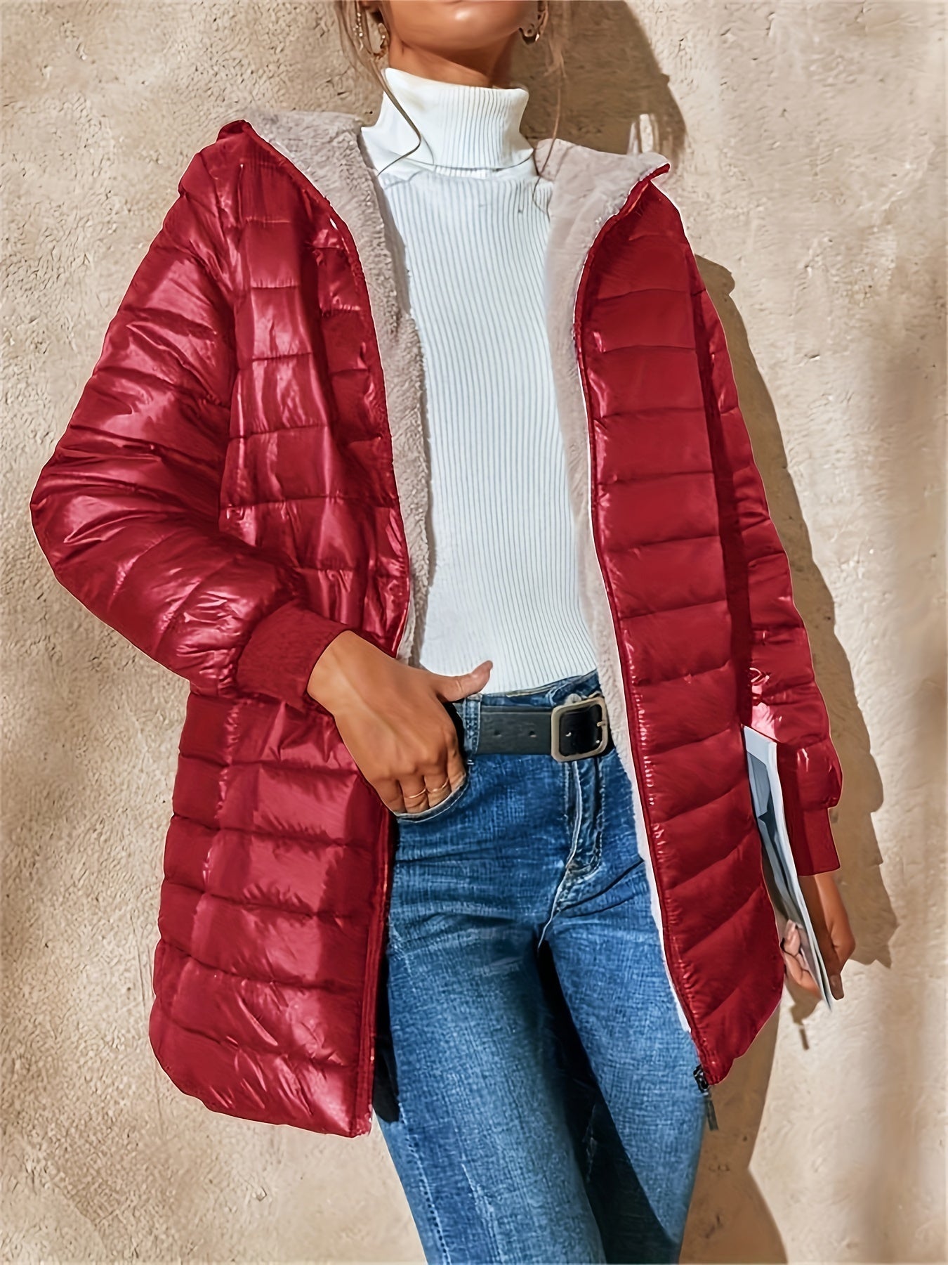 WW | Damen Wattierte Jacke mit Kapuze und bequemer Passform