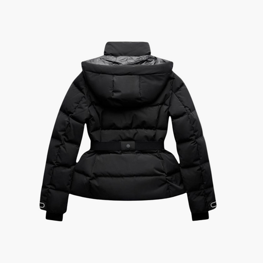 WW | Damen Wattierte Pufferjacke mit Gürtel und Wasserabweisender Kapuze