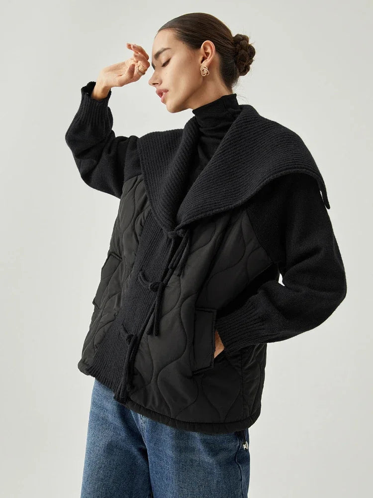 WW | Women's Lined Jacket with Rib Details and Wide Collar
