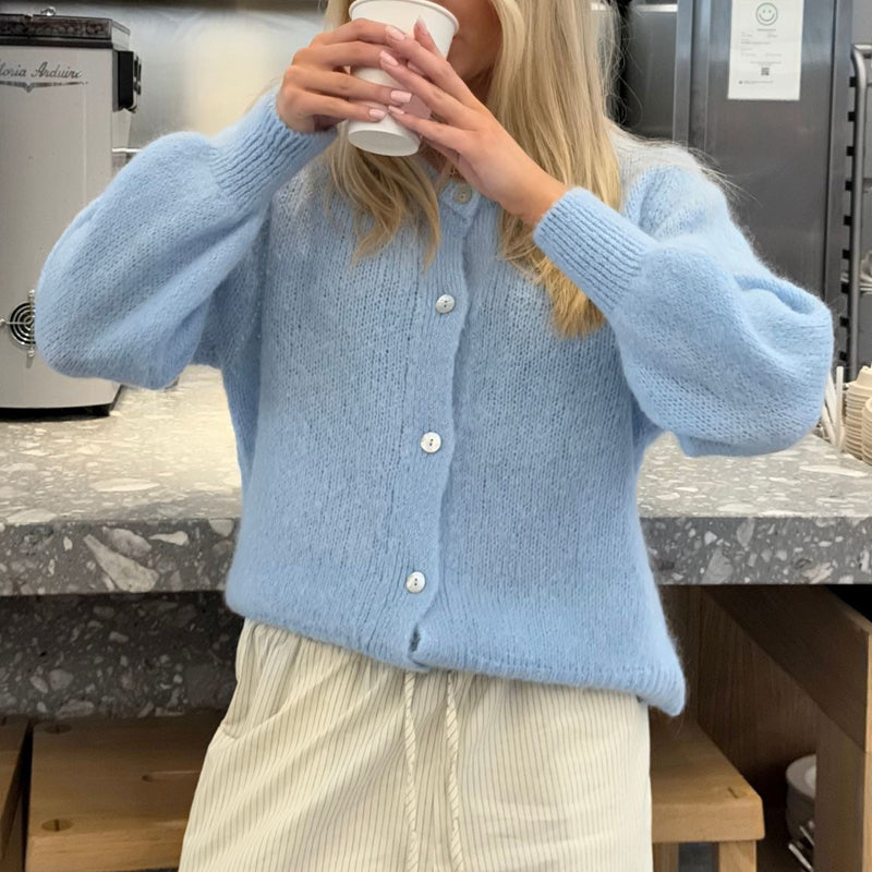 WW | Damen Vintage Strickjacke mit Knopfschluss und langen Ärmeln