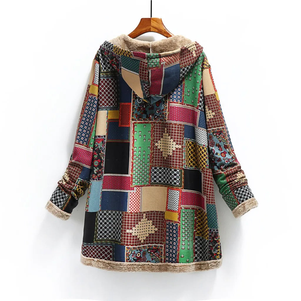 WW | Women's Jacket – Oversized Fit – Fur-Lined – Patchwork Design – Hooded Casual Wear