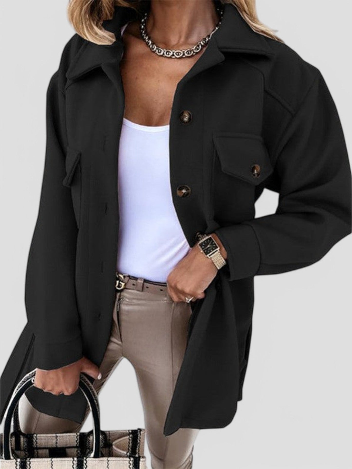 WW | Fashionable Oversized Shirt Jacket Comfort and Style Perfect for Transitional Weather