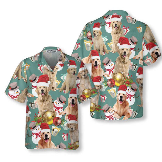 WW | Golden Retriever Christmas Celebrate Hawaiian Shirt, Golden Retriever Christmas Dog Hawaiian Shirt, Christmas Gift for Dog Lovers