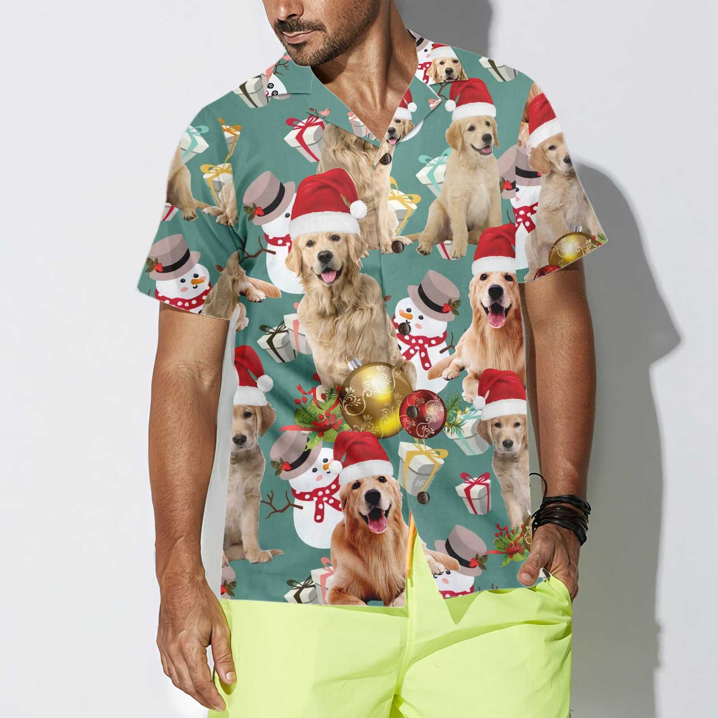 WW | Golden Retriever Weihnachten Feiern Hawaiian Shirt, Golden Retriever Weihnachten Hund Hawaiian Shirt, Weihnachtsgeschenk für Hundeliebhaber