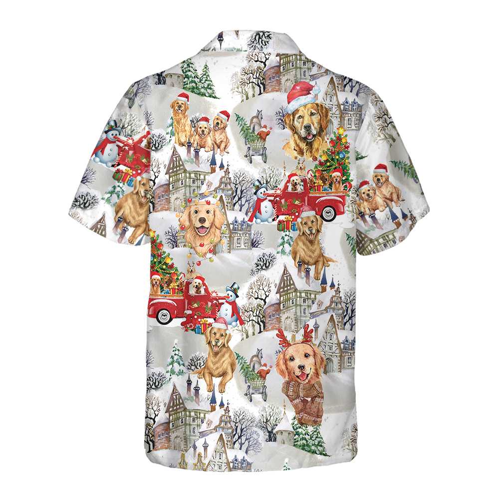 WW | Golden Retriever An Weihnachten Hawaiian Shirt, Golden Retriever Weihnachtsshirt, Weihnachtsgeschenk für Golden Retriever Liebhaber