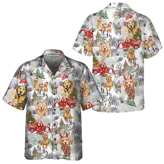 WW | Golden Retriever Hawaiian Shirt for Christmas, Golden Retriever Christmas Shirt, Christmas Gift for Golden Retriever Lovers