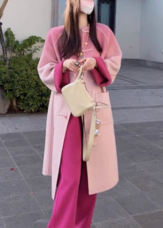 WW | Color Rose Wool Coats and Wide-Leg Pants Two-Piece Set
