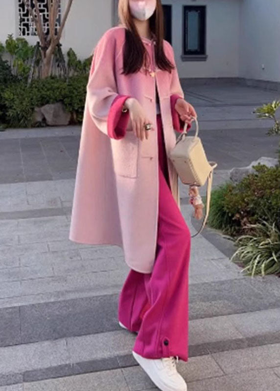 WW | Color Rose Wool Coats and Wide-Leg Pants Two-Piece Set