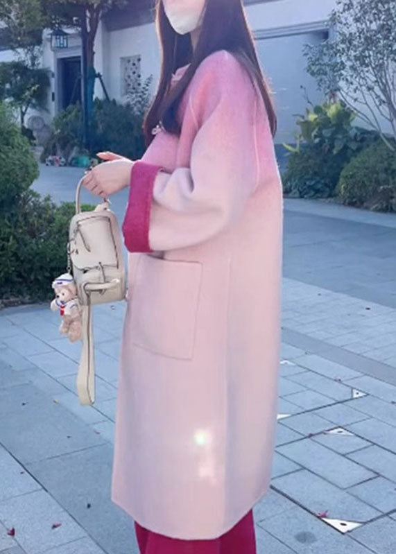 WW | Color Rose Wool Coats and Wide-Leg Pants Two-Piece Set