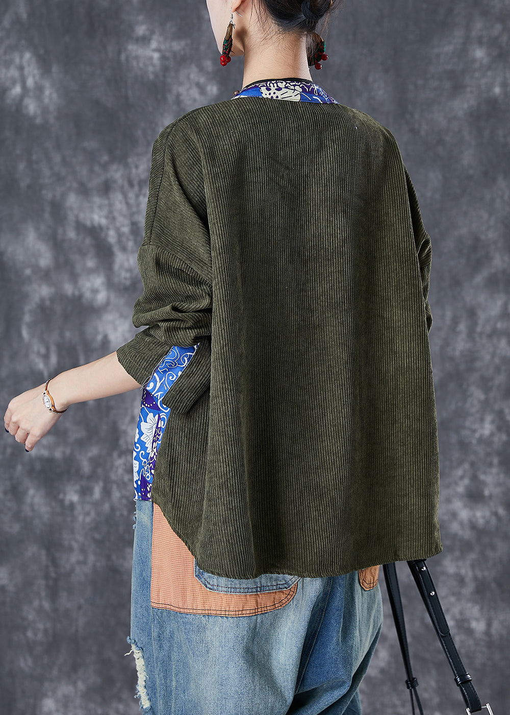 WW | Patchwork Corduroy Coats Chinese Button