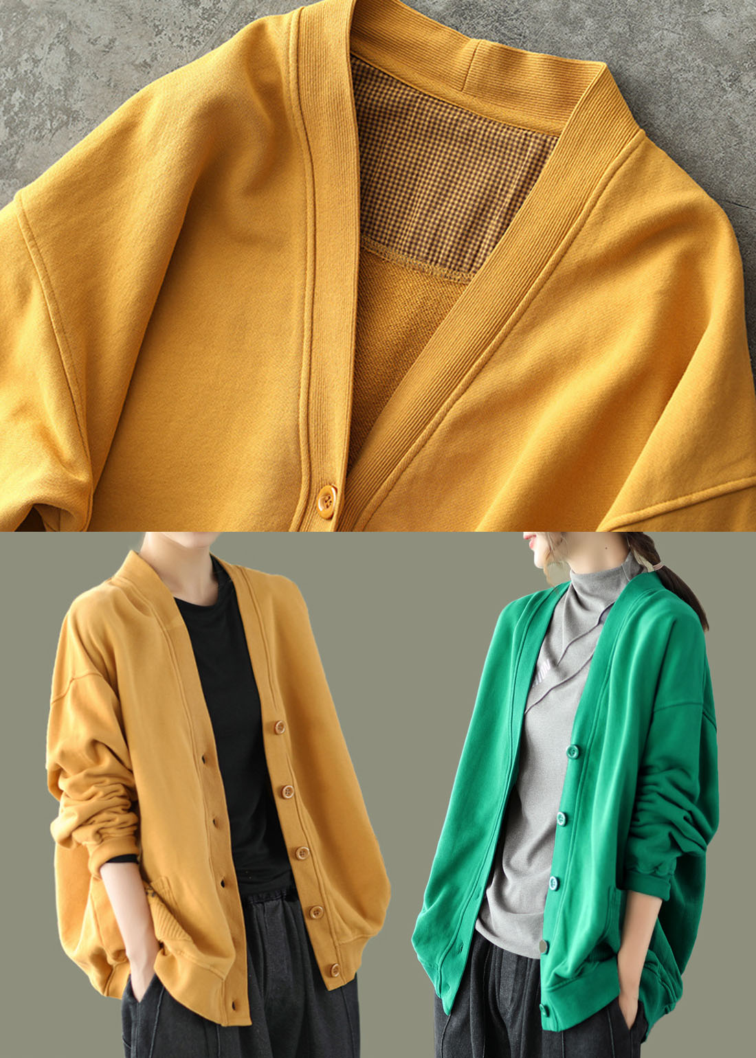WW | Taschen Strick Patchwork Mäntel Lange Ärmel