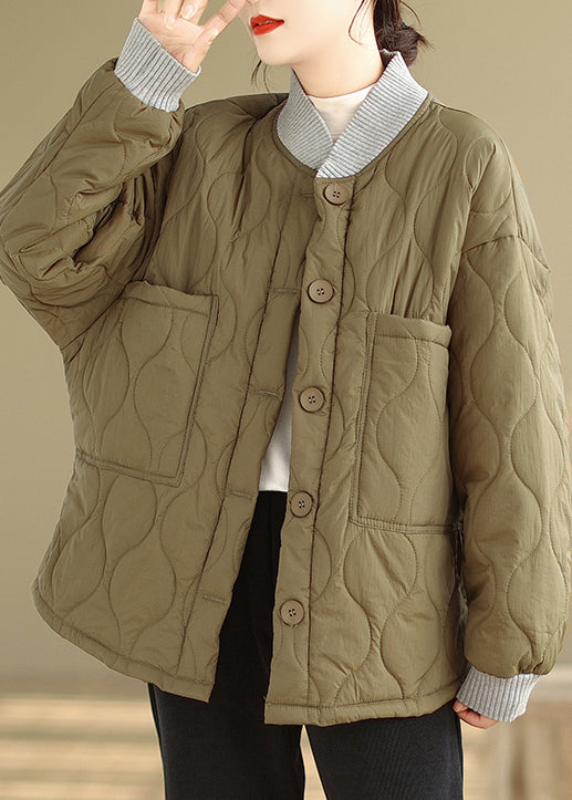 WW | Pocket Patchwork Fine Cotton Filled Loose Coats Winter