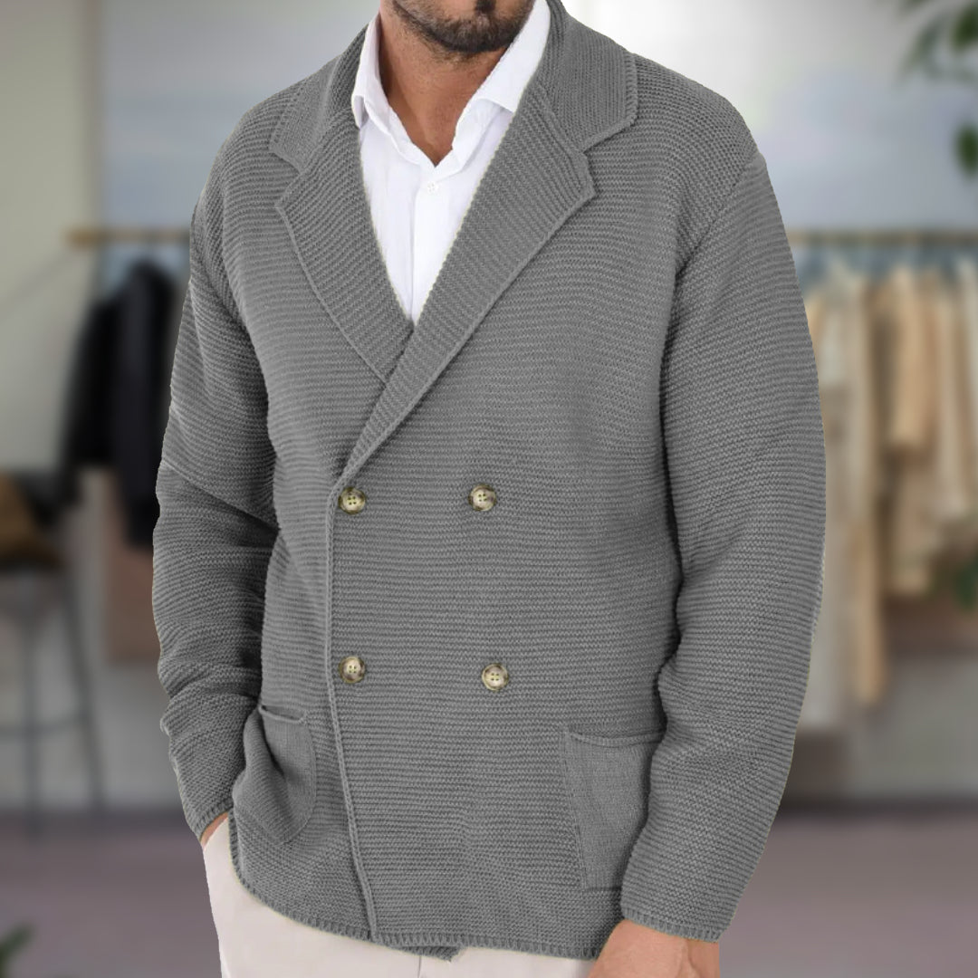 WW | Herren Doppelreihiger Blazer - Im Strickstil