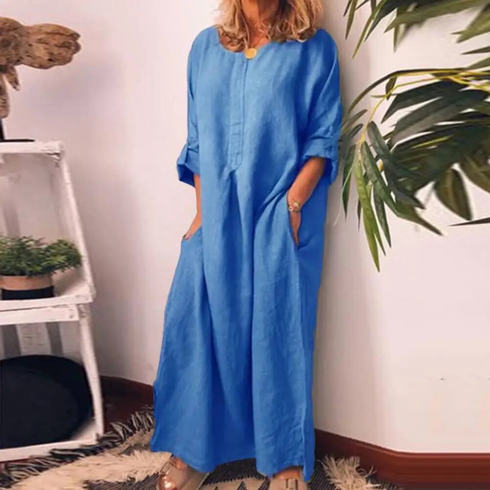 WW | Lange Hemdkleid aus Leinenstoff Oversize