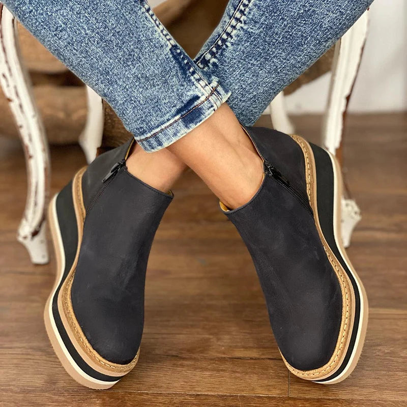 WW | Flache Kunstleder Stiefeletten für Damen - Perfekt für Casual Days