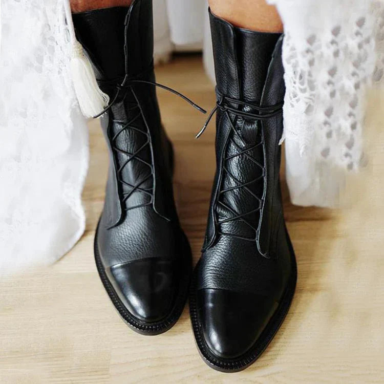 WW | klassische vintage-stiefel mit absatz für damen - hochwertig, stylish, warm & bequem