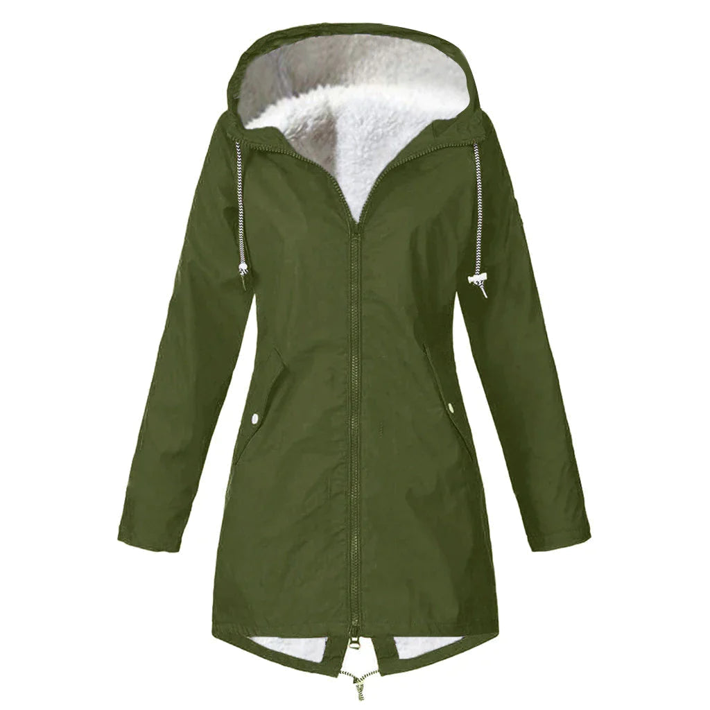 WW | Damen-Fleece-Wasserdichte Jacke mit Kapuze - Perfekt für Herbst/Winter