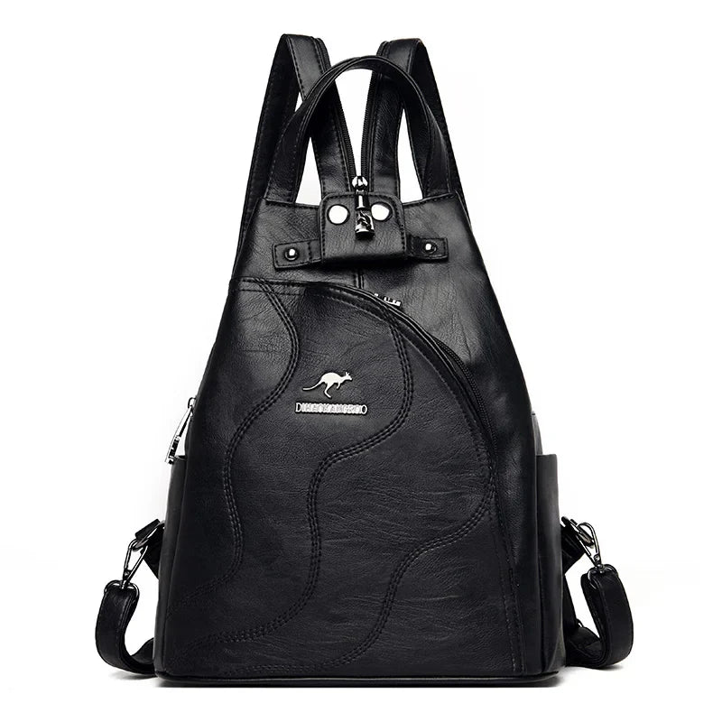WW | Anti Diebstahl Rucksack Aus Leder Mit Reißverschluss Für Damen