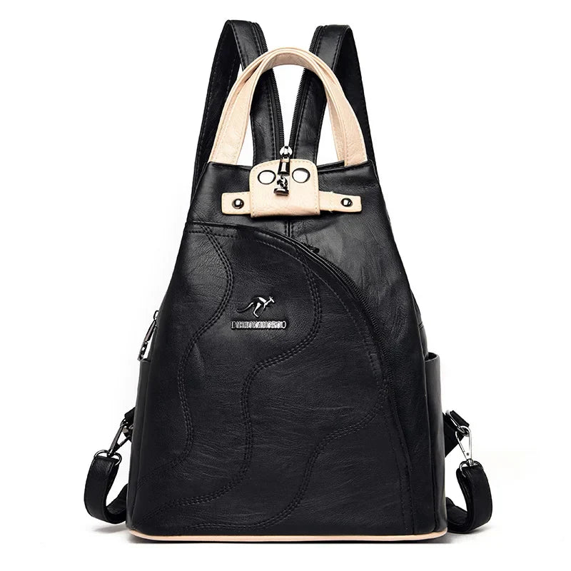 WW | Anti Diebstahl Rucksack Aus Leder Mit Reißverschluss Für Damen