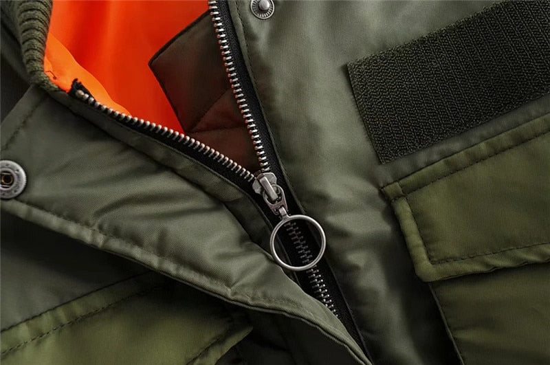 WW | Cropped Utility Bomber Jacket with Patch Pockets and Zipper Sleeves