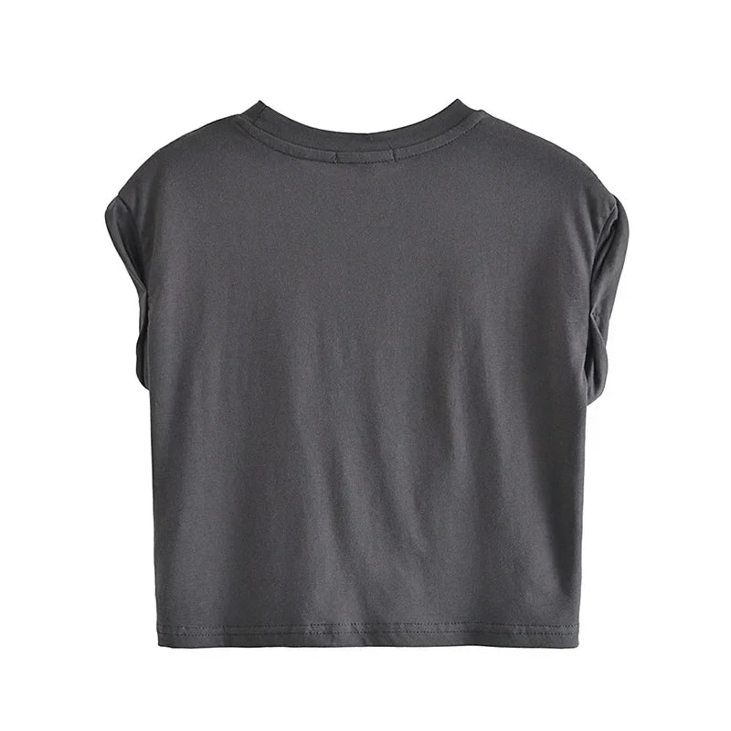 WW | Crop-T-Shirt mit Knopfdetail