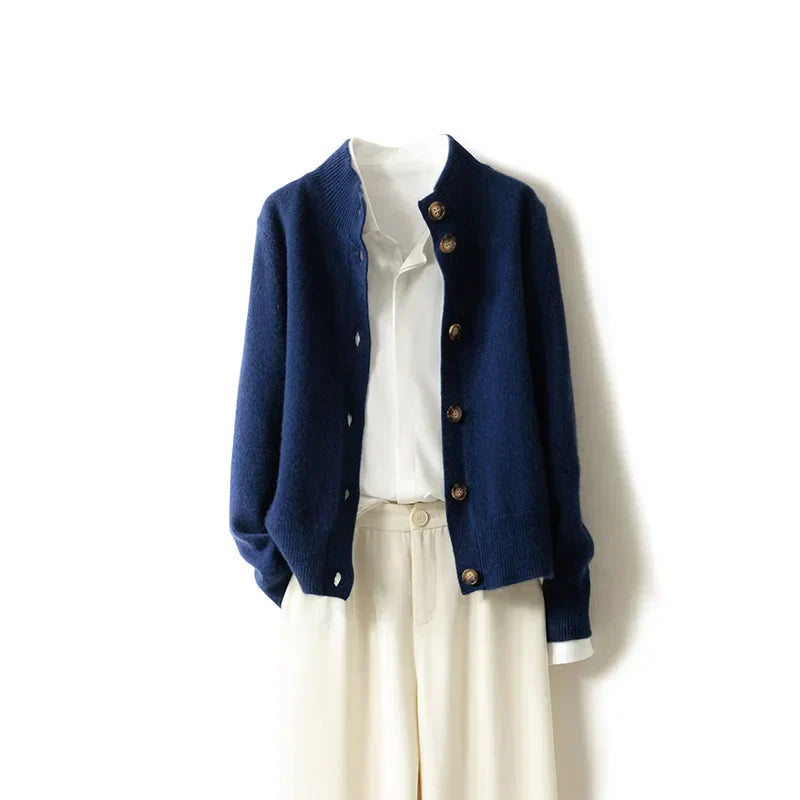 WW | Strickjacke mit Stehkragen und Knopfleiste - Eleganter Freizeitstil für Büro und Alltag