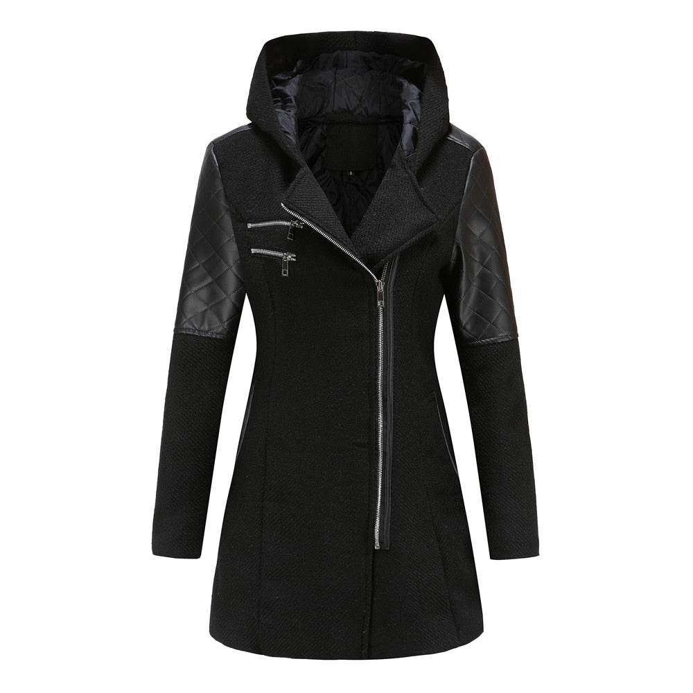WW | Damen Asymmetrischer Reißverschluss-Jacke Gequiltete Paneele
