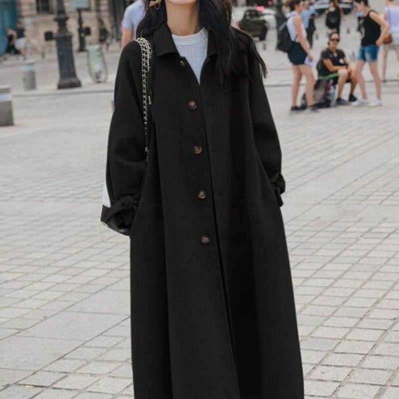 WW | Long women's coat with tie belt at the waist