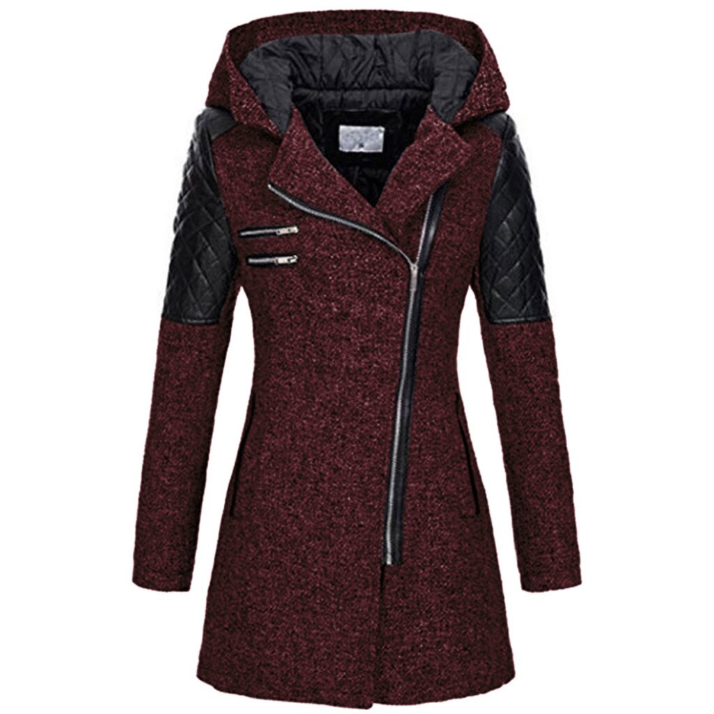 WW | Damen Asymmetrischer Reißverschluss-Jacke Gequiltete Paneele