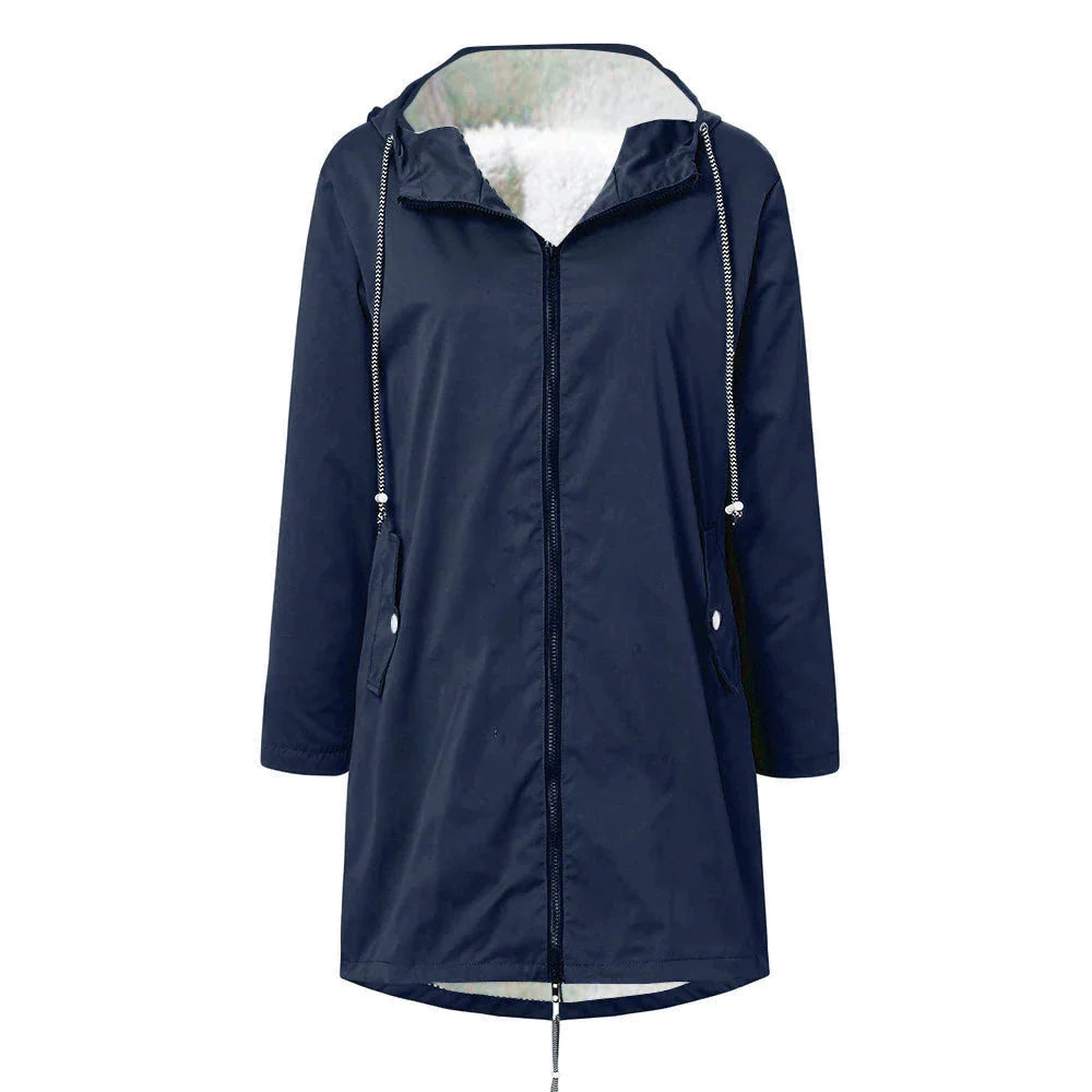 WW | Damen-Fleece-Wasserdichte Jacke mit Kapuze - Perfekt für Herbst/Winter