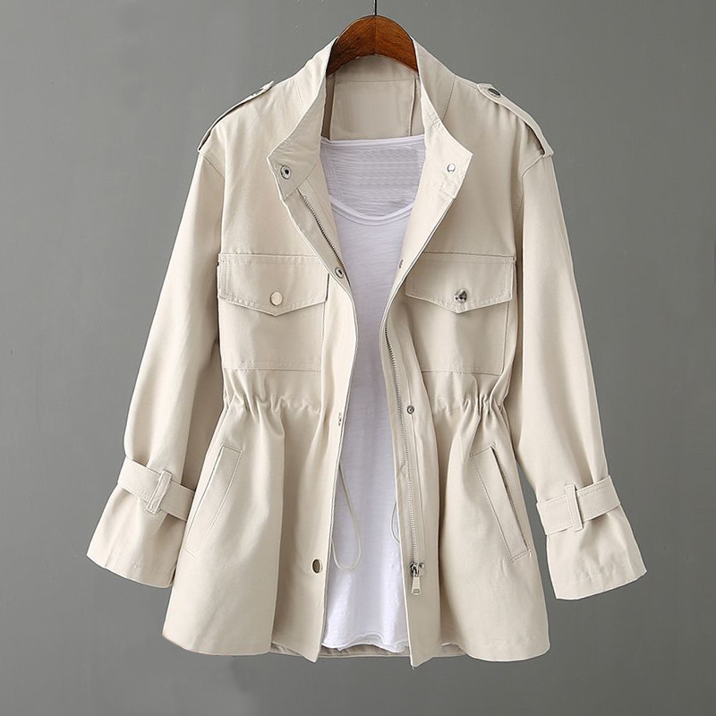 WW | einfarbige jacke mit kordelzug für frauen