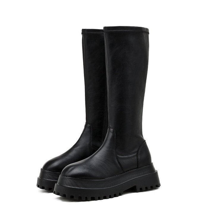 WW | Hohe Stiefel Damen Schwarz Tracksohle